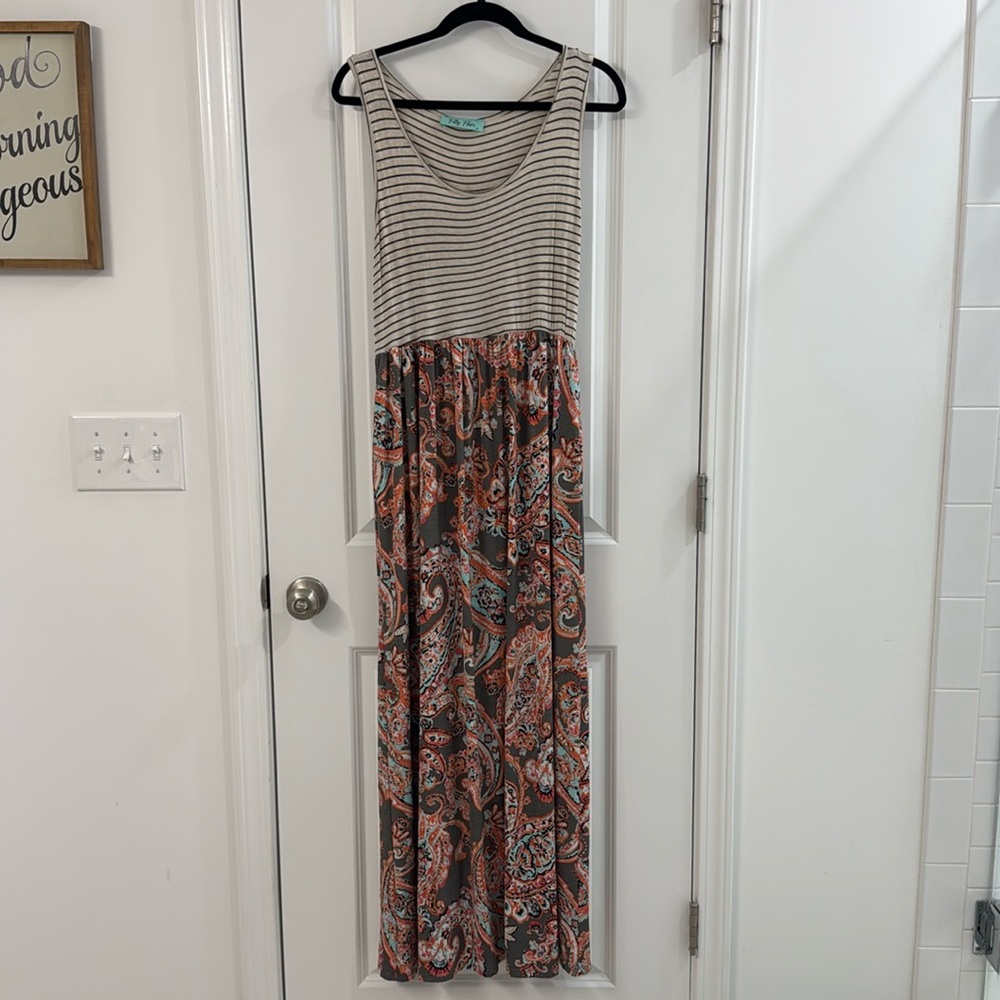 Striped and Paisley Maxi Dress